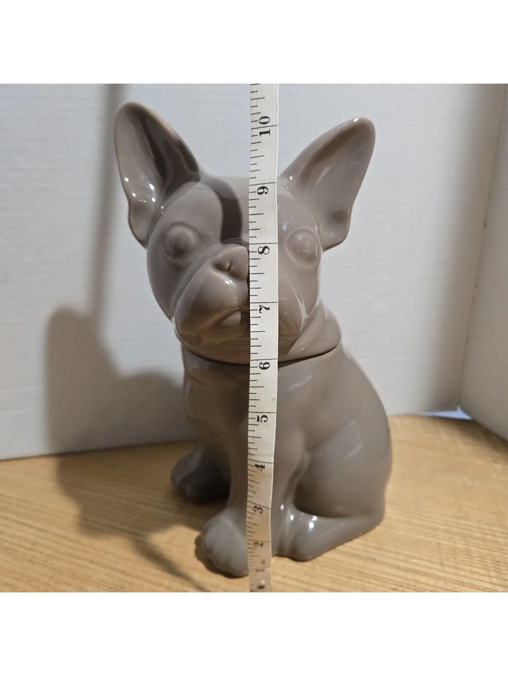 French Bulldog Cookie Jar Stoneware Frenchie Dog Treats Canister 10.5x5.25x6